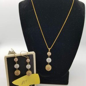 tricolor Snowman necklace and earing set